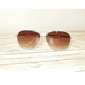 White Aviator Multi-Gold Bar Shades